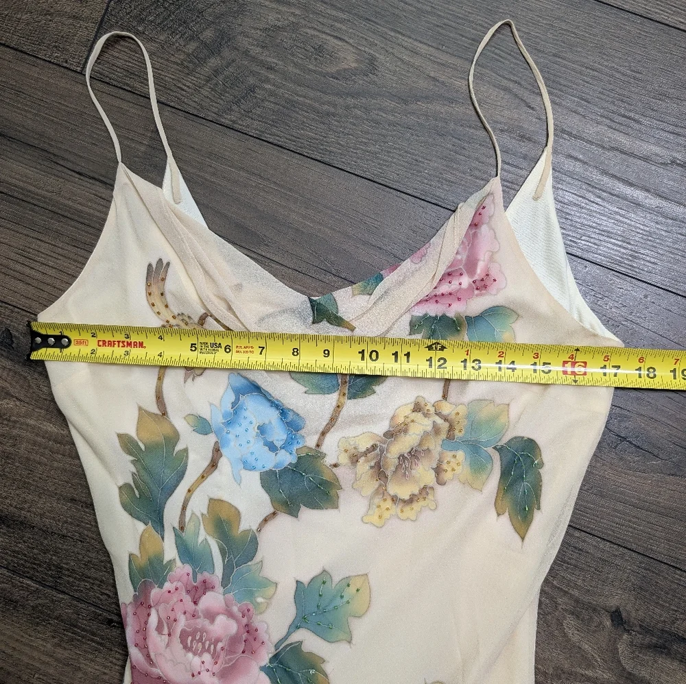 SOLD Sue Wong Cream Asymmetrical Floral Dress Size 14 - Picture 5 of 7